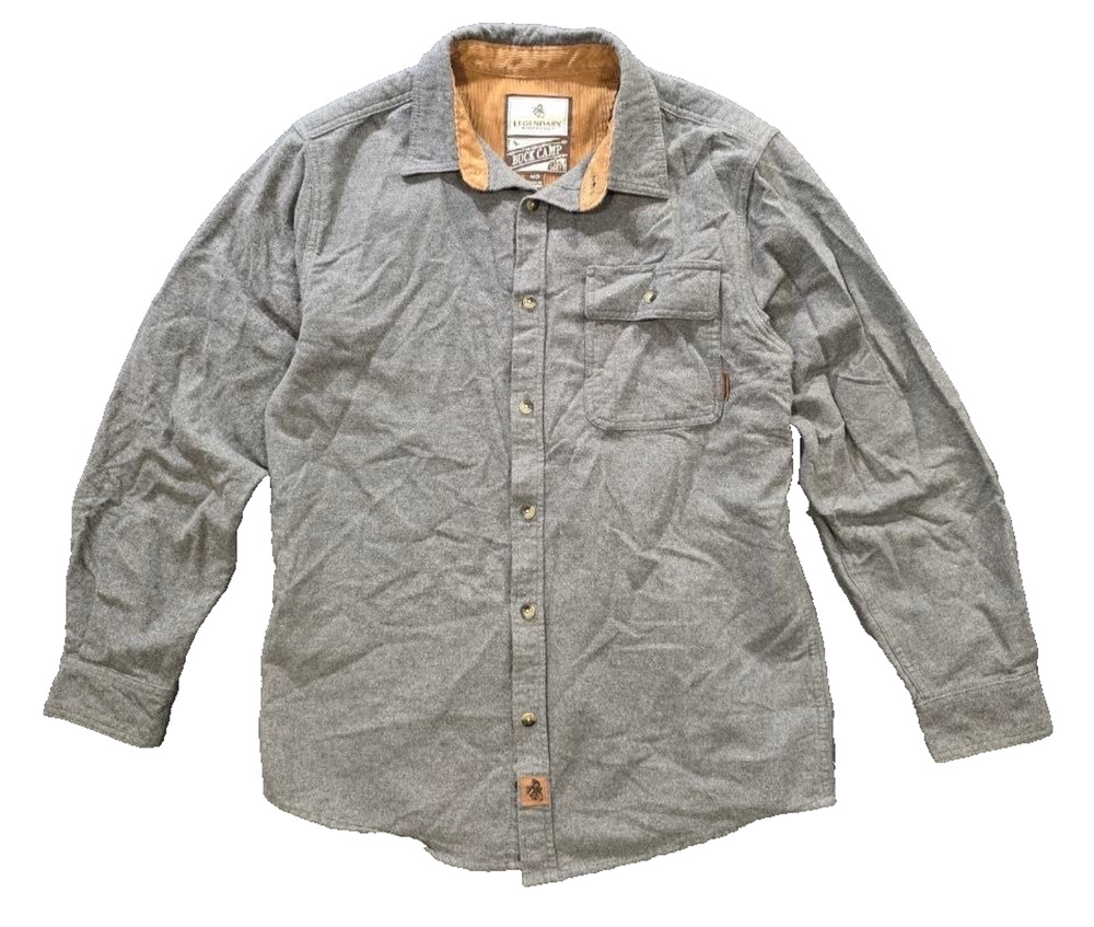 Legendary Whitetails Buck cotton Flannel Men’s M Gray Button Up Corduroy A010310